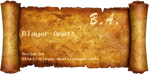 Blayer Anett névjegykártya